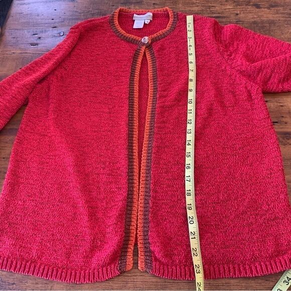Coldwater Creek Open Front Fall Winter Burnt Orange Cardigan Sz S - Picture 6 of 8